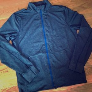 PrePost Lululemon Jacket, Charcoal grey w/blue zip